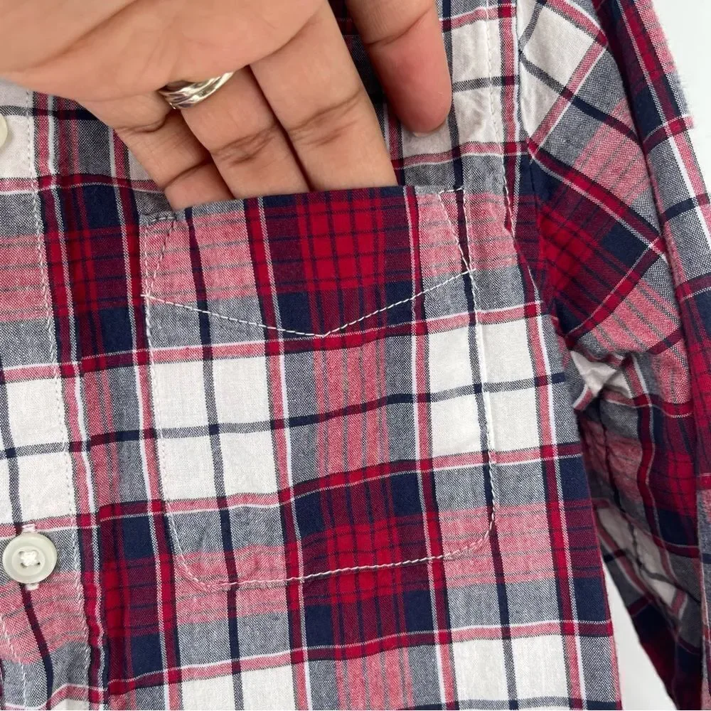 The Children’s Place Boy’s Classic Red Plaid Cotton Poplin Button Down Shirt 5/6